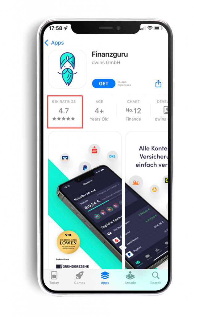Finanzguru good app store rating example