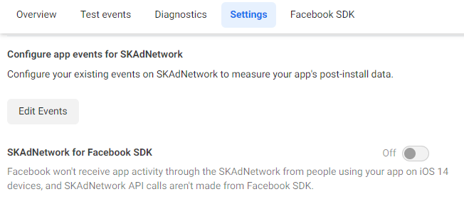 Facebook Events Manager - SKAN setting
